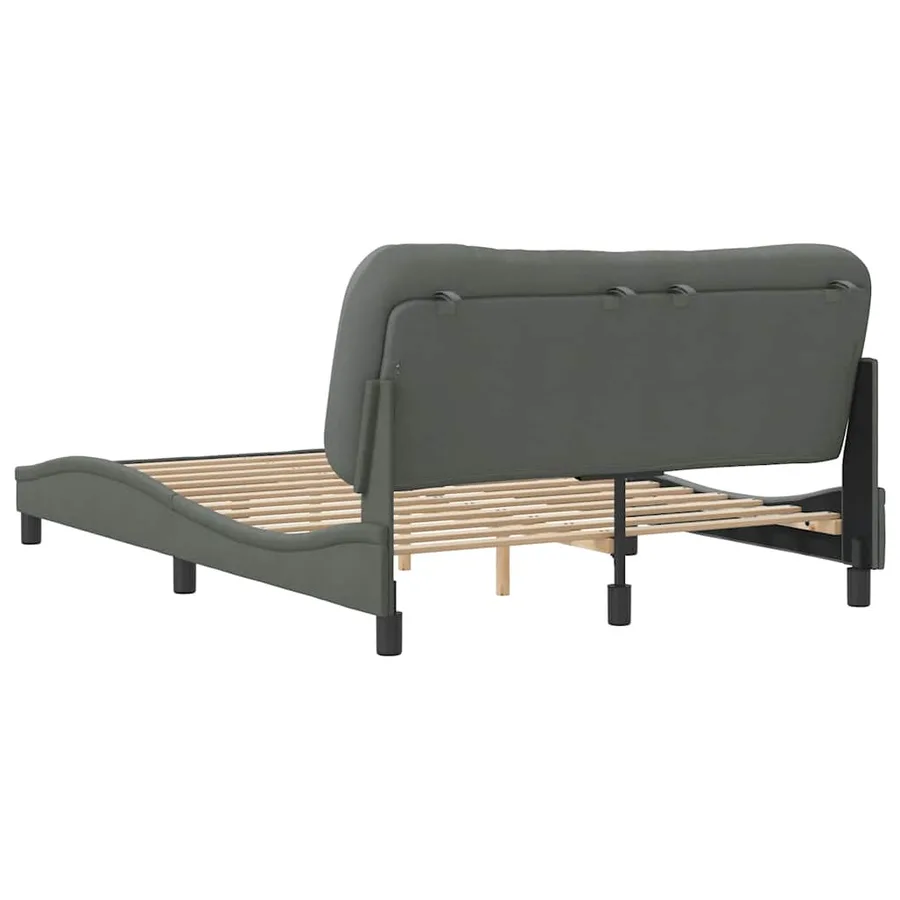 Cadre de lit sans matelas Hvar gris foncé 120x200 cm tissu - 6