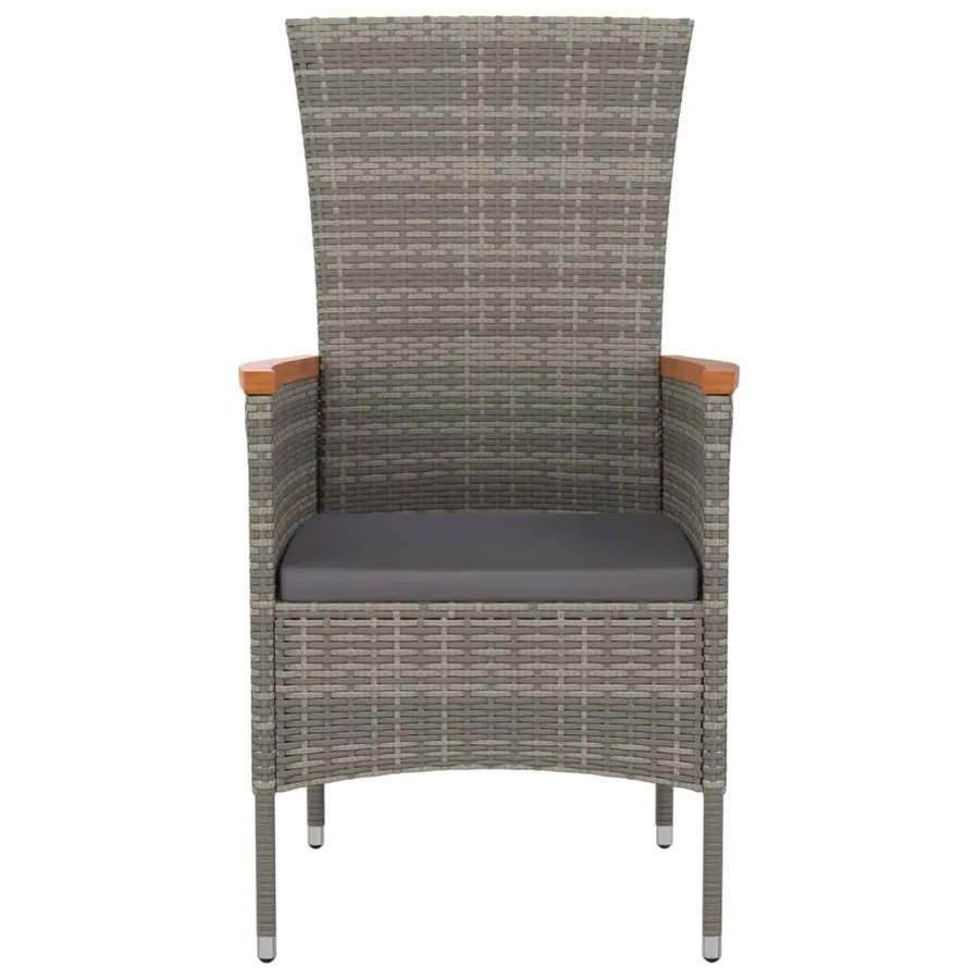Chaises de jardin avec coussins lot de 4 Résine tressée Gris - 4
