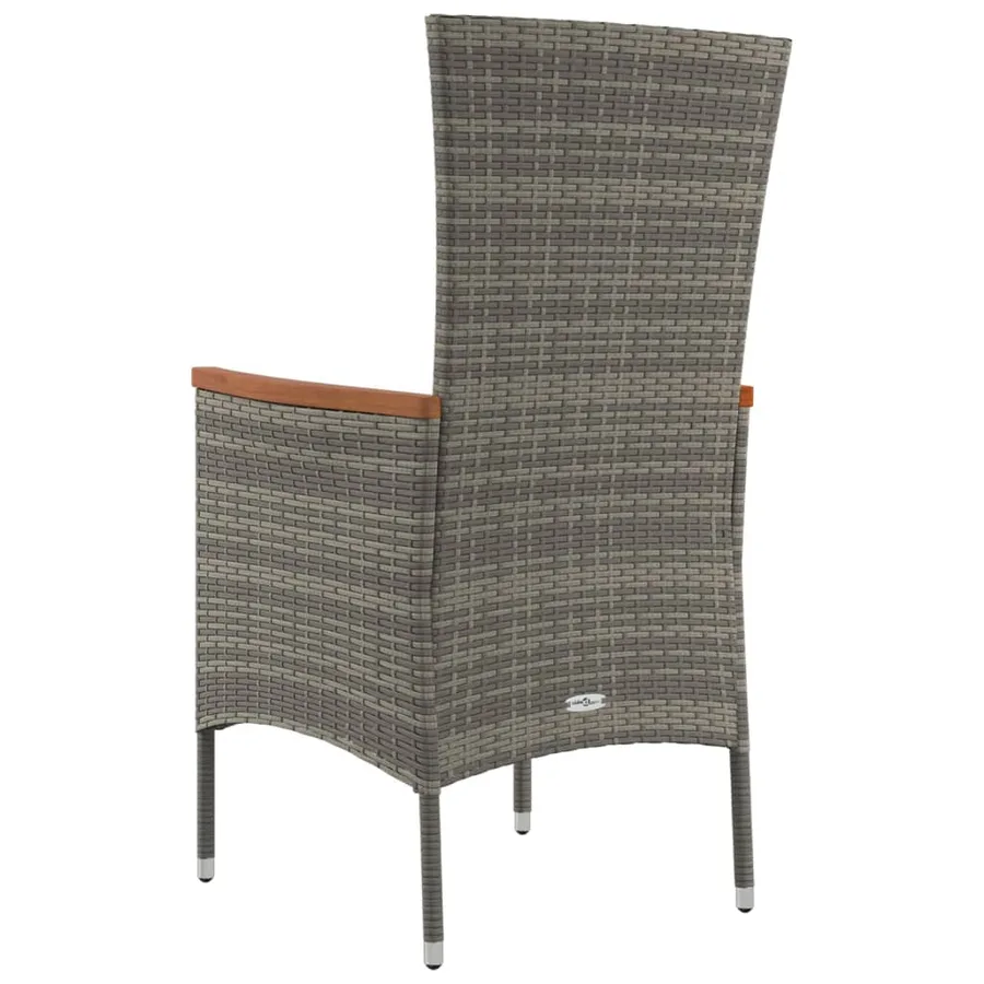 Chaises de jardin avec coussins lot de 4 Résine tressée Gris - 6