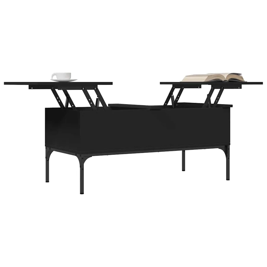 Table basse noir 100x50x45 cm bois d'ingénierie et métal - 4
