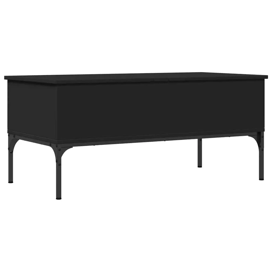 Table basse noir 100x50x45 cm bois d'ingénierie et métal - 7