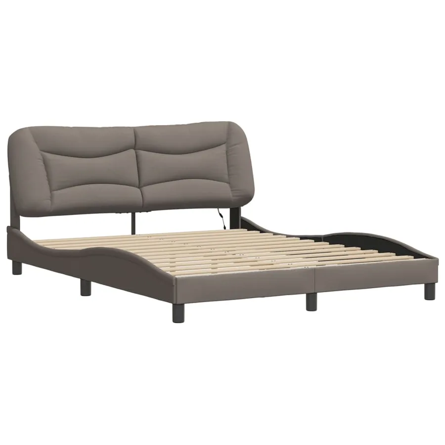 Cadre de lit avec LED sans matelas Hvar taupe 160x200 cm tissu - 3