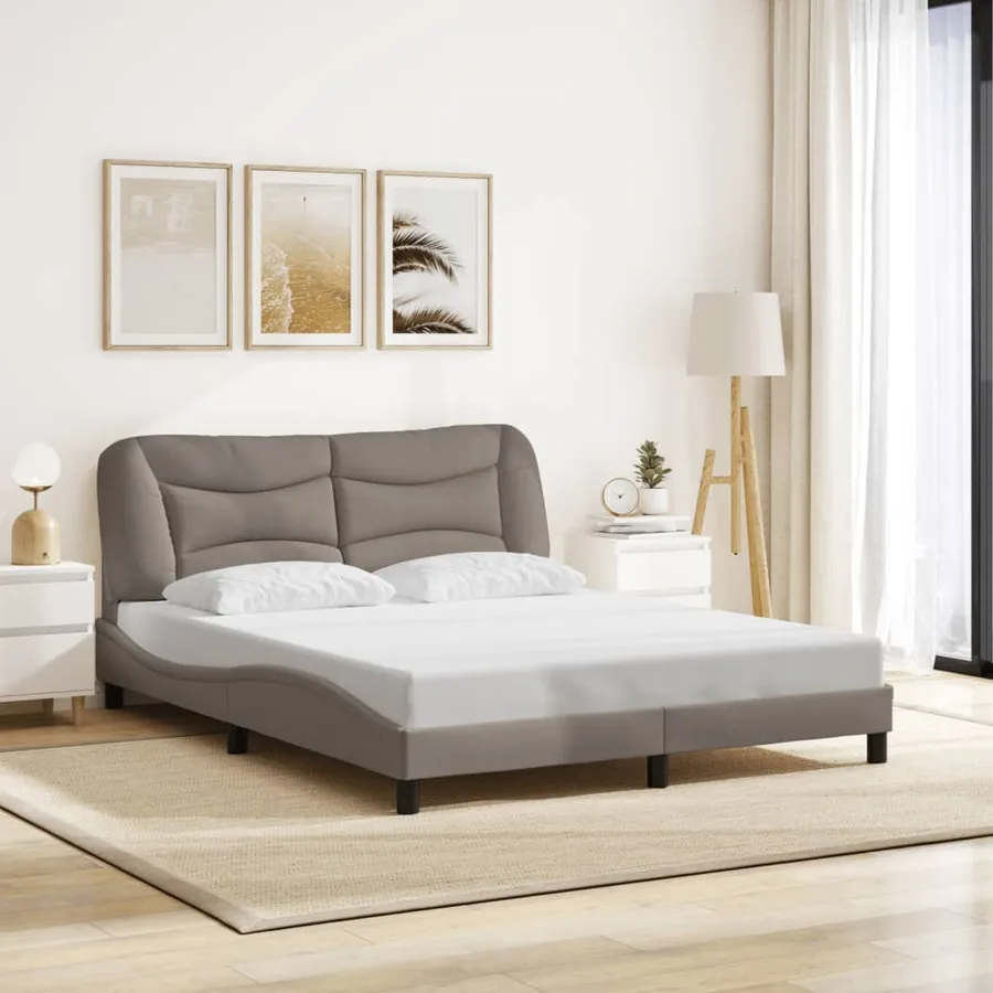 Cadre de lit avec LED sans matelas Hvar taupe 160x200 cm tissu - 4