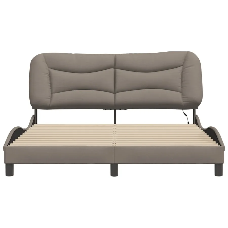 Cadre de lit avec LED sans matelas Hvar taupe 160x200 cm tissu - 6