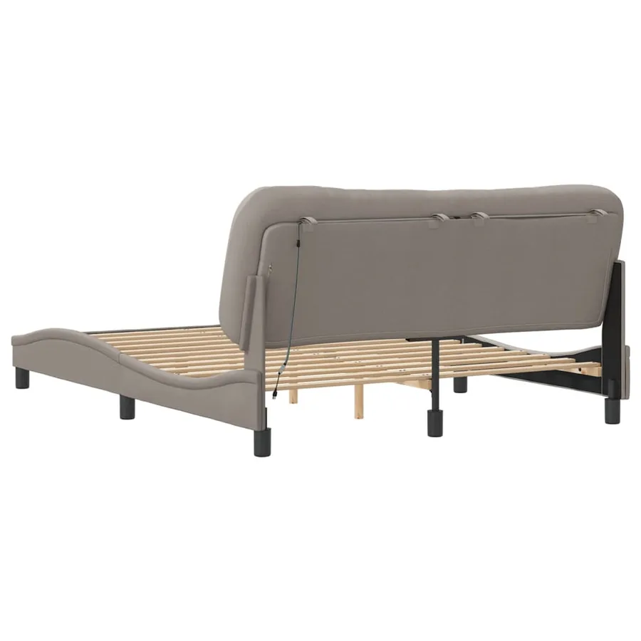 Cadre de lit avec LED sans matelas Hvar taupe 160x200 cm tissu - 9