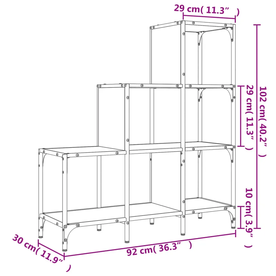Bibliothèque sonoma gris 92x30x102 cm bois ingénierie et métal - 10