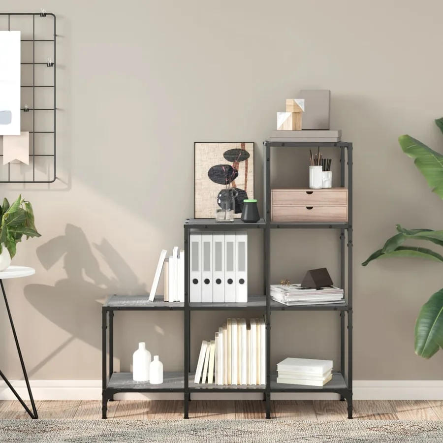Bibliothèque sonoma gris 92x30x102 cm bois ingénierie et métal - 3