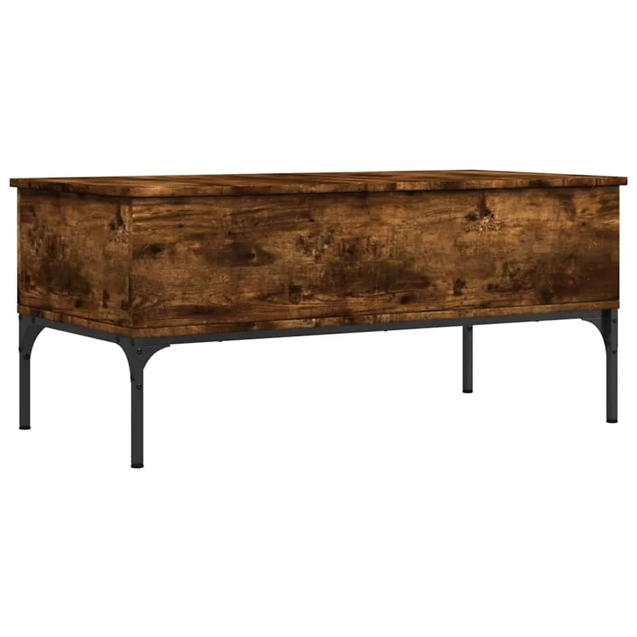Table basse chêne fumé 100x50x45 cm bois d'ingénierie et métal - 2