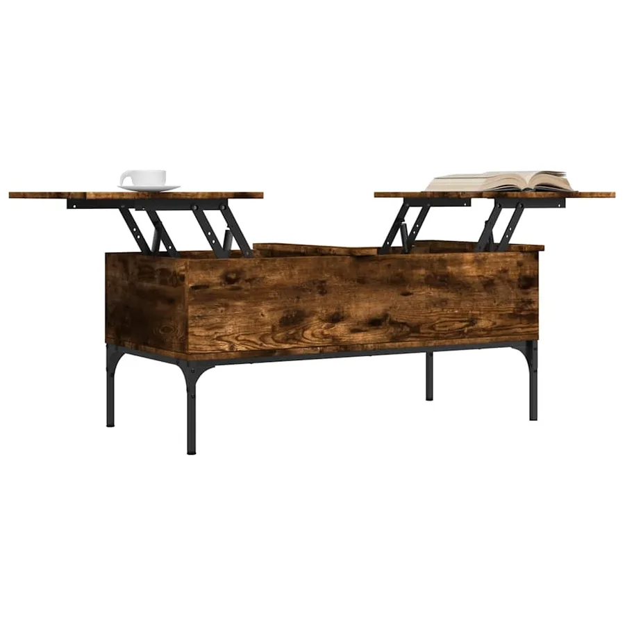 Table basse chêne fumé 100x50x45 cm bois d'ingénierie et métal - 4