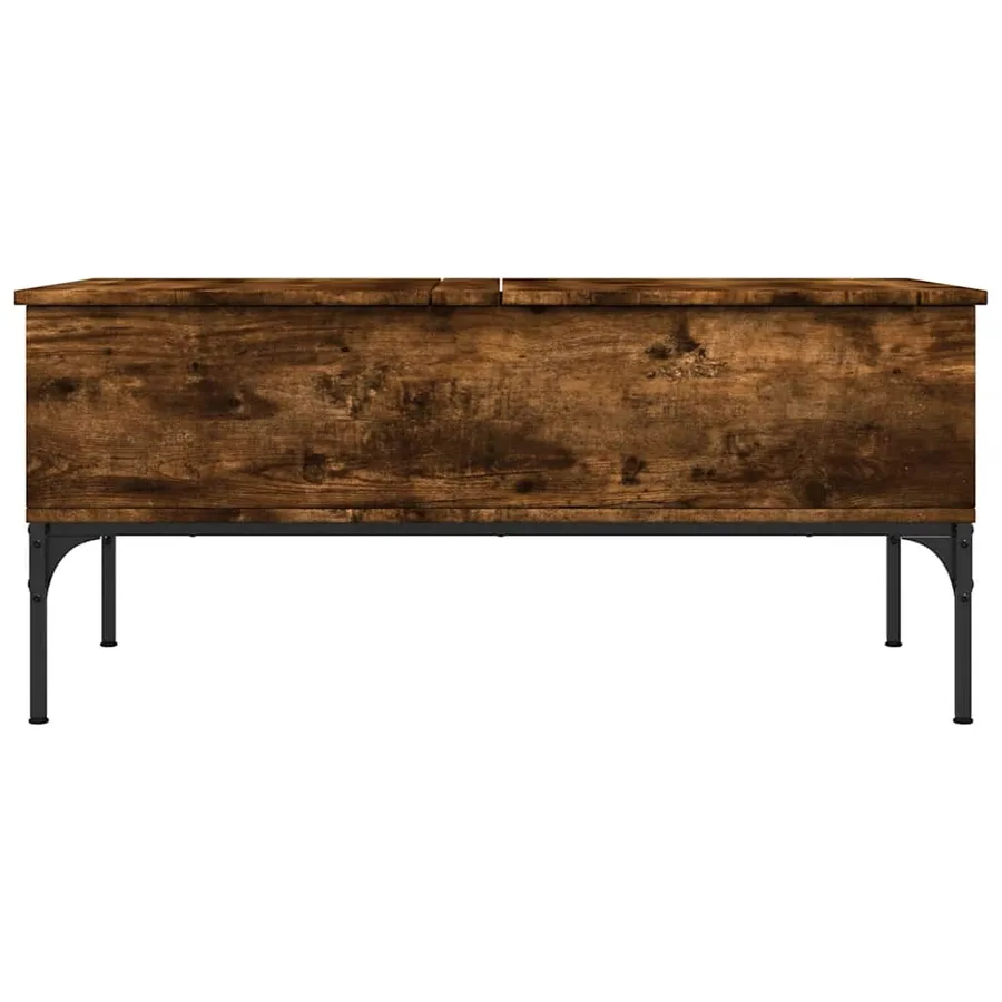 Table basse chêne fumé 100x50x45 cm bois d'ingénierie et métal - 5