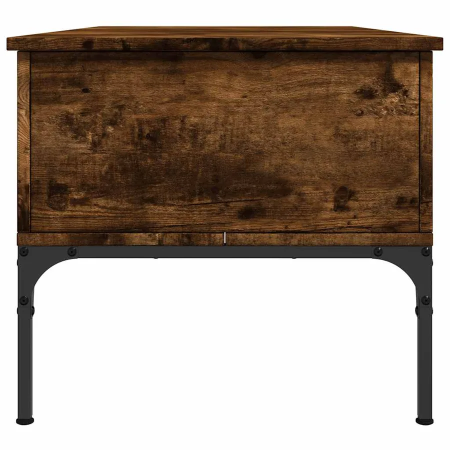 Table basse chêne fumé 100x50x45 cm bois d'ingénierie et métal - 6