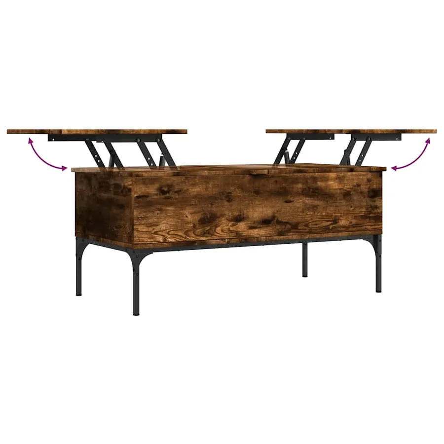 Table basse chêne fumé 100x50x45 cm bois d'ingénierie et métal - 8