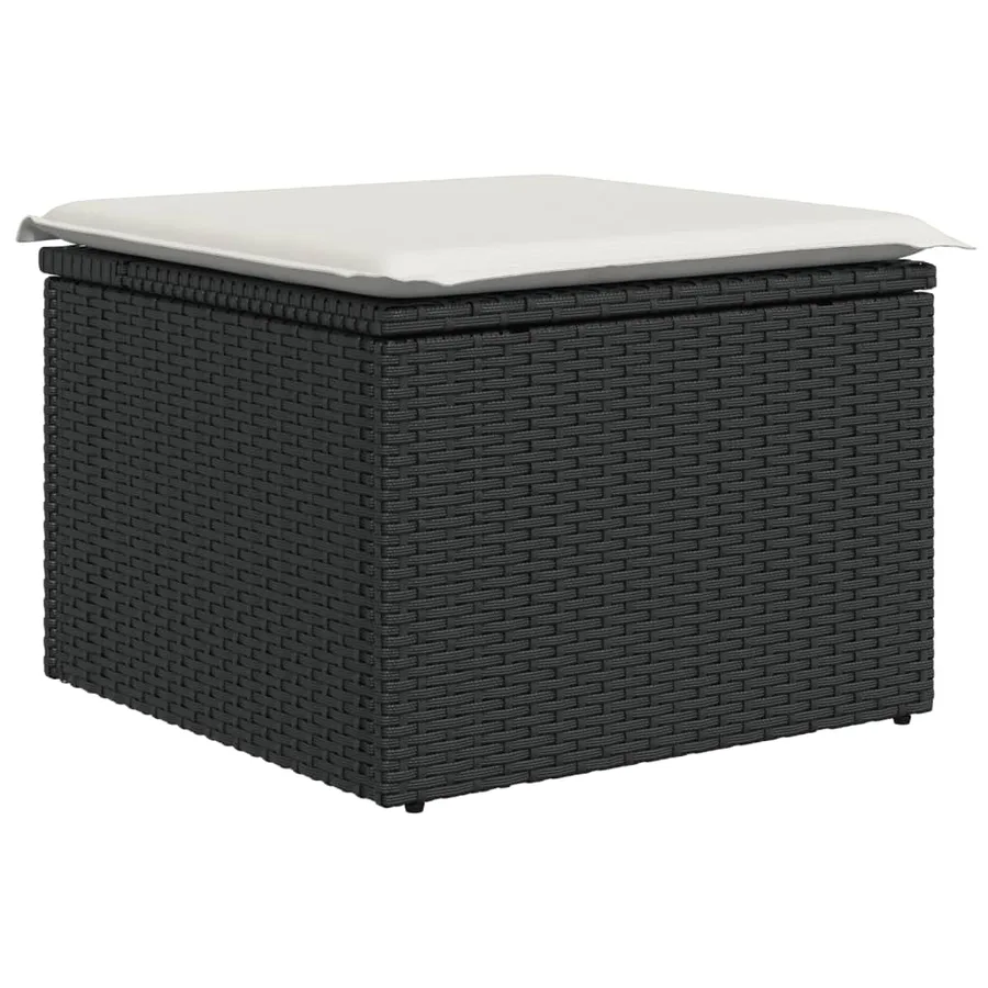 Salon de jardin 12 pcs avec coussins noir résine tressée - 12