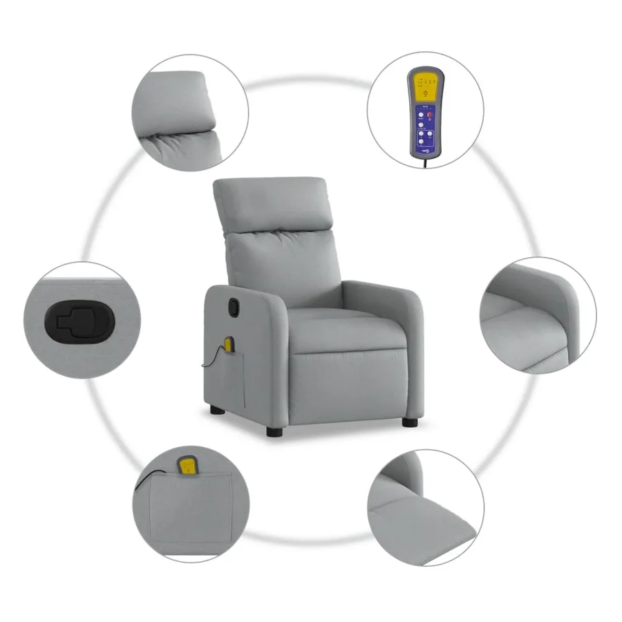 Fauteuil de massage inclinable Gris clair Tissu - 6