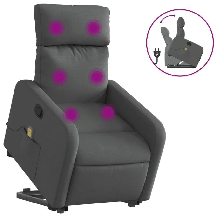 Fauteuil de massage inclinable Gris foncé Tissu - 2
