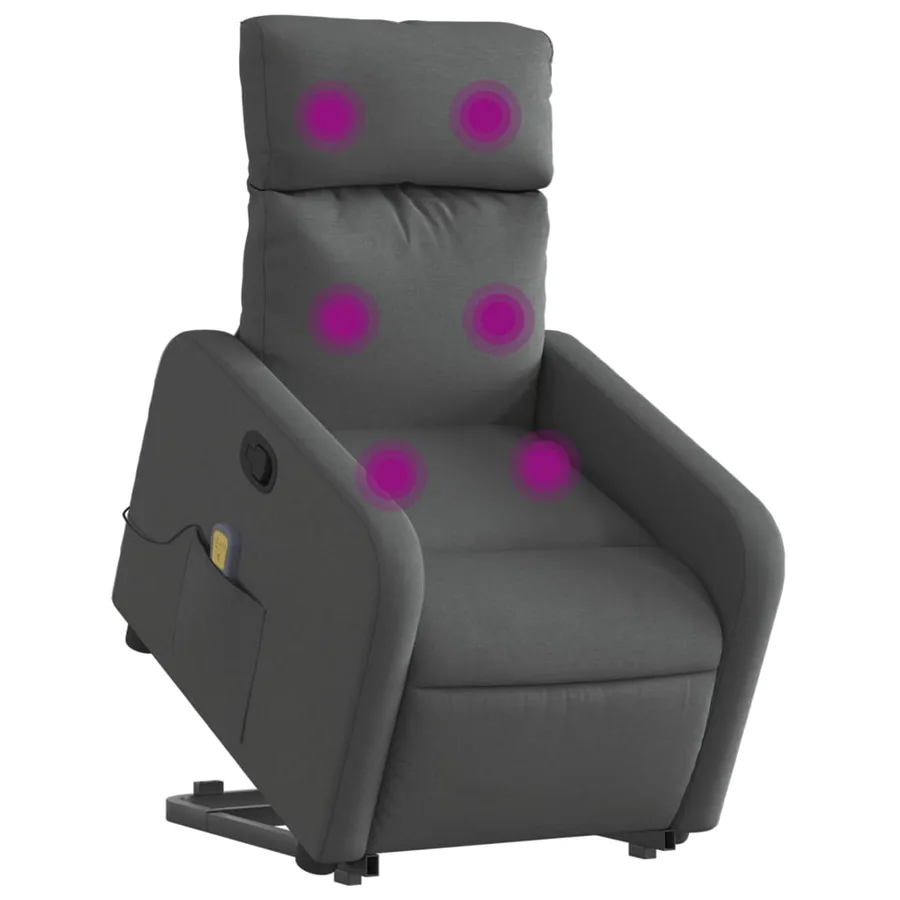 Fauteuil de massage inclinable Gris foncé Tissu - 3
