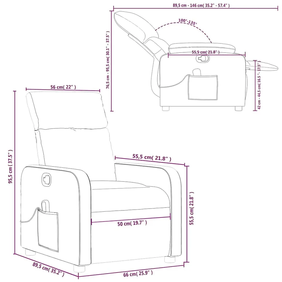 Fauteuil de massage inclinable Noir Tissu - 12