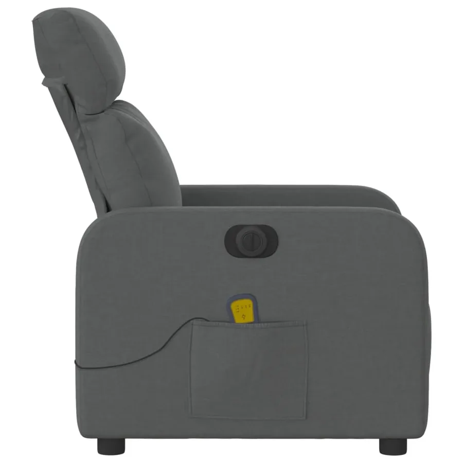 Fauteuil inclinable de massage électrique gris foncé tissu - 10