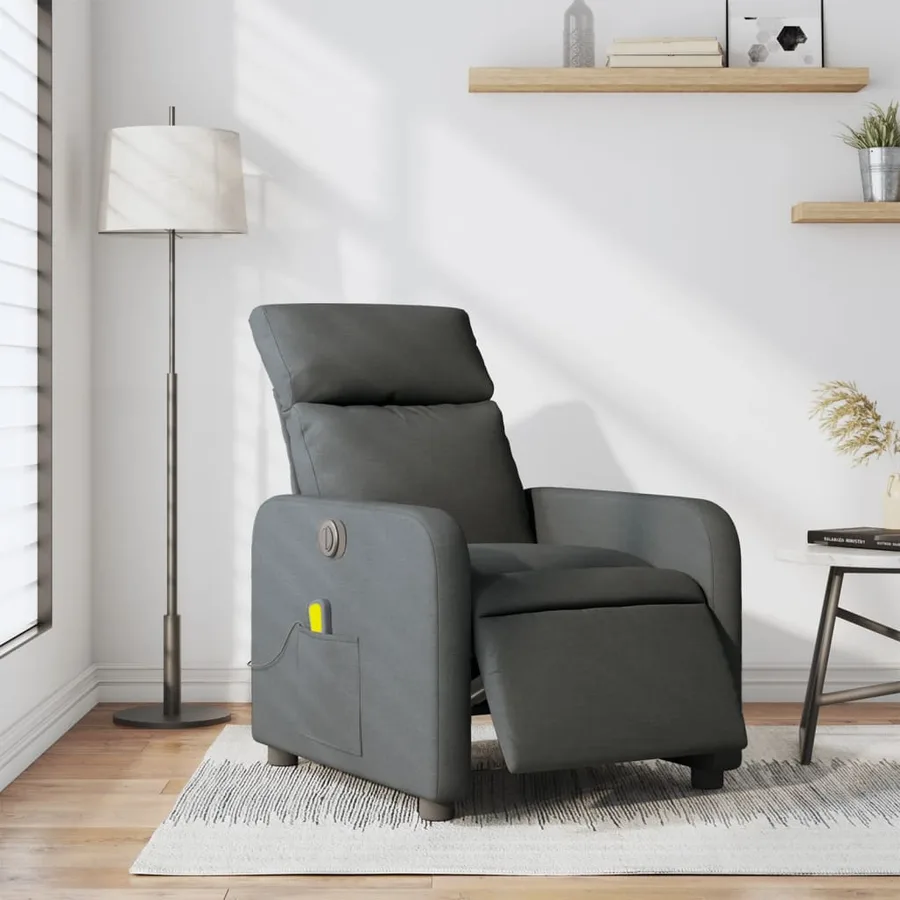 Fauteuil inclinable de massage électrique gris foncé tissu - 15