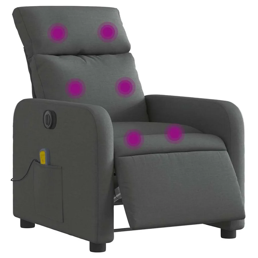Fauteuil inclinable de massage électrique gris foncé tissu - 3