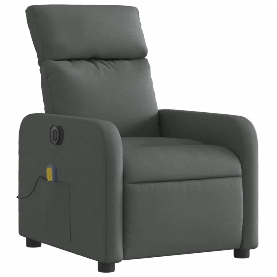 Fauteuil inclinable de massage électrique gris foncé tissu - 4