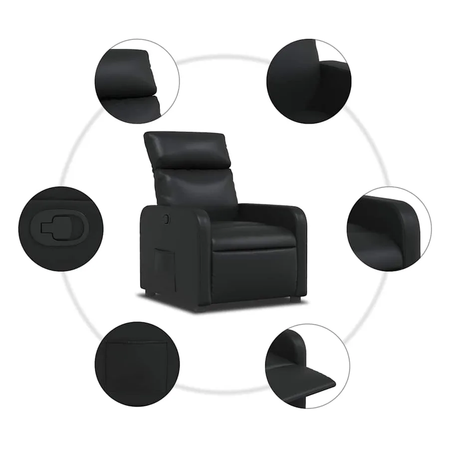 Fauteuil inclinable Noir Similicuir - 5