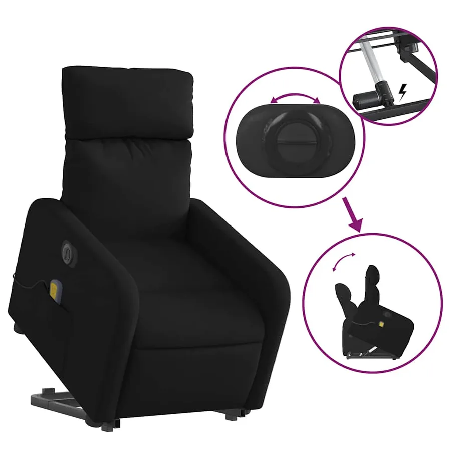 Fauteuil inclinable de massage électrique Noir Tissu - 11
