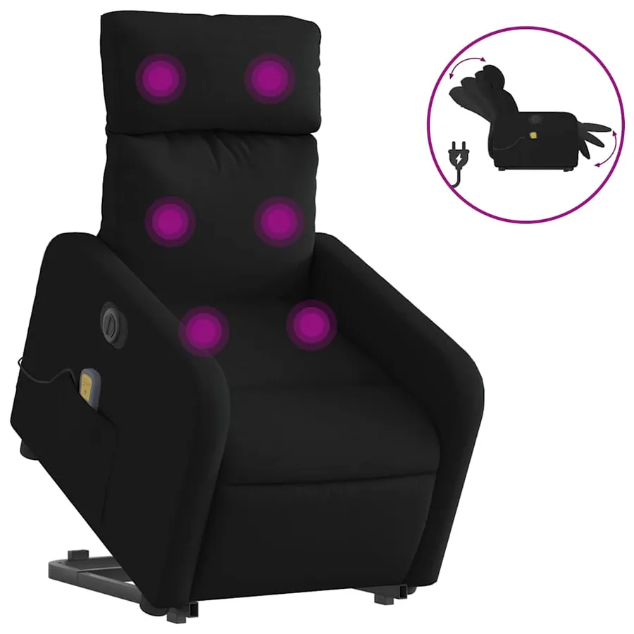 Fauteuil inclinable de massage électrique Noir Tissu - 2