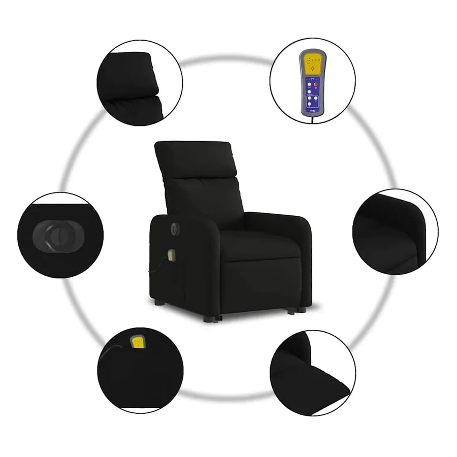 Fauteuil inclinable de massage électrique Noir Tissu - 8