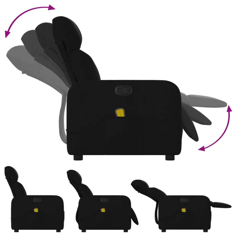 Fauteuil inclinable de massage en tissu noir - 5