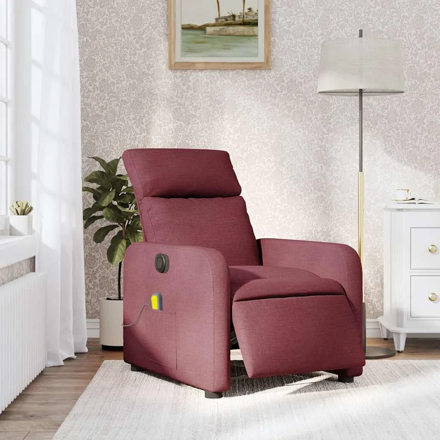 Fauteuil de massage inclinable électrique Rouge bordeaux Tissu - 15