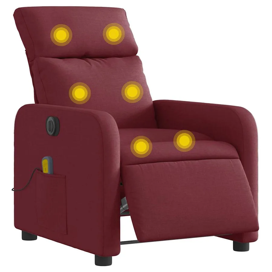 Fauteuil de massage inclinable électrique Rouge bordeaux Tissu - 3