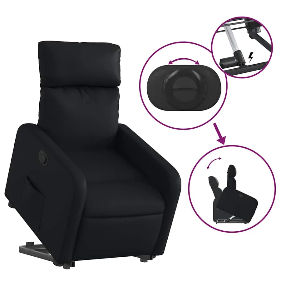 Fauteuil inclinable Noir Similicuir - 6