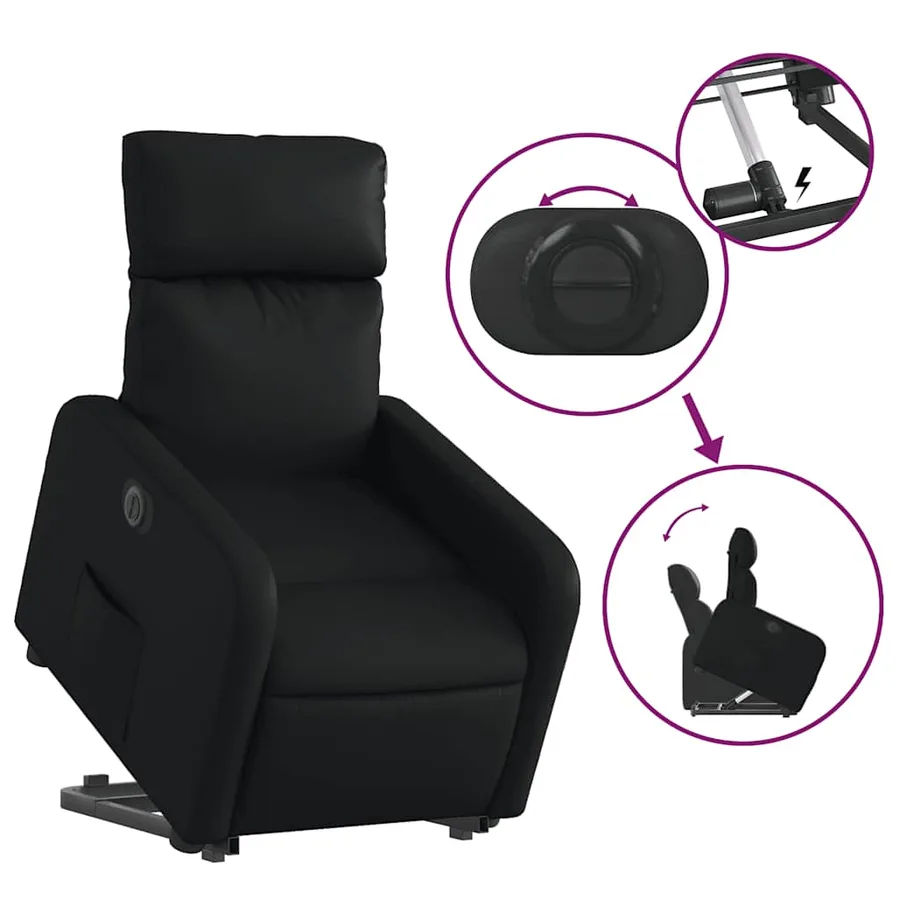 Fauteuil inclinable électrique noir similicuir - 11