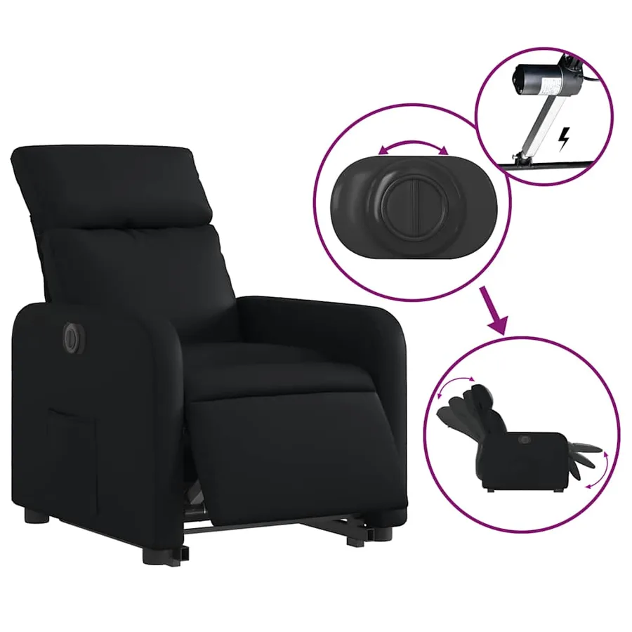 Fauteuil inclinable électrique noir similicuir - 6