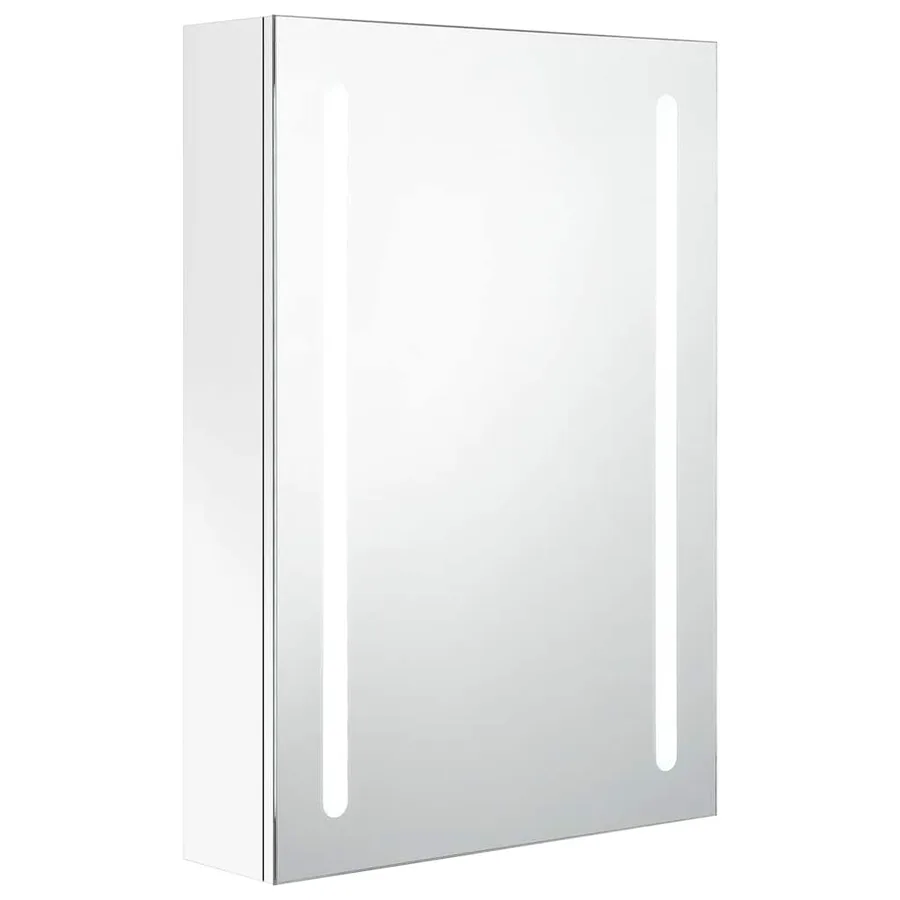 Armoire de salle de bain à miroir LED Blanc brillant 50x13x70cm - 2
