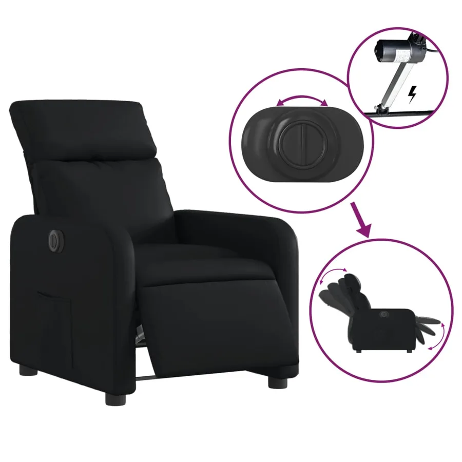 Fauteuil inclinable électrique Noir Similicuir - 6