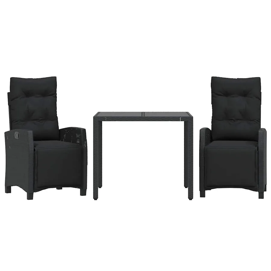 Ensemble à manger de jardin avec coussins 3 pcs Noir - 2