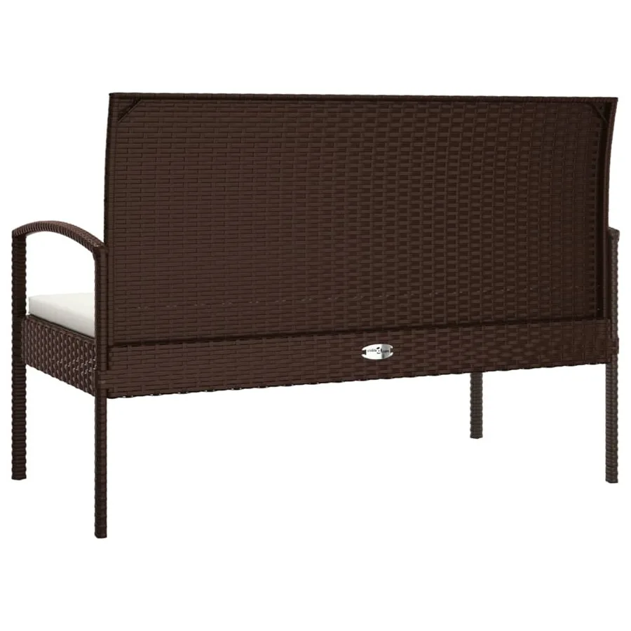 Banc de jardin avec coussin marron 105 cm résine tressée - 5