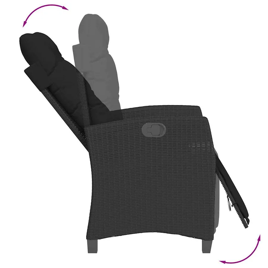 Ensemble à manger de jardin avec coussins 3 pcs Noir - 4