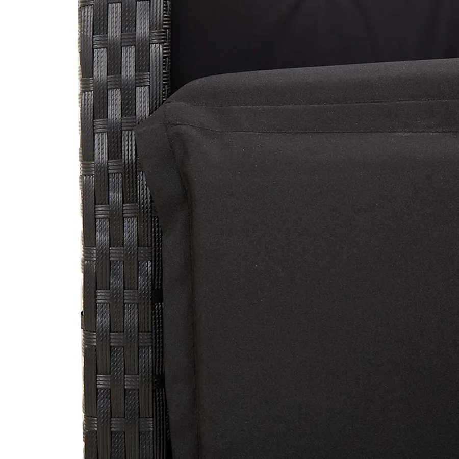 Ensemble à manger de jardin avec coussins 3 pcs Noir - 6