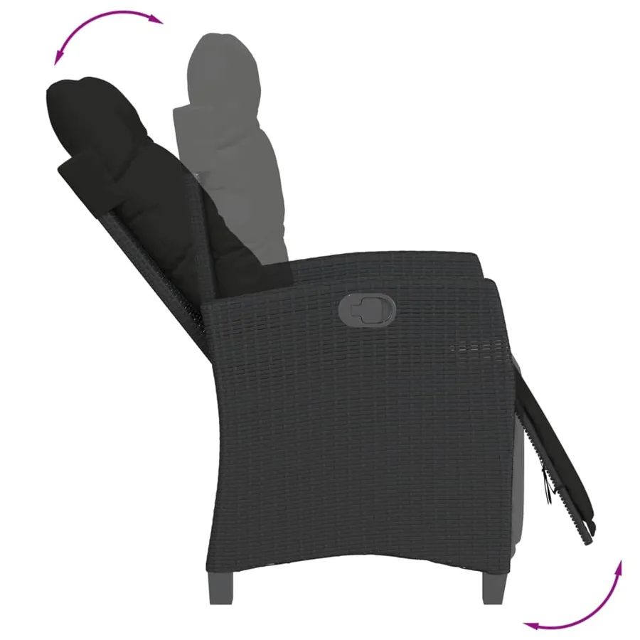 Ensemble à manger de jardin avec coussins 3 pcs Noir - 4