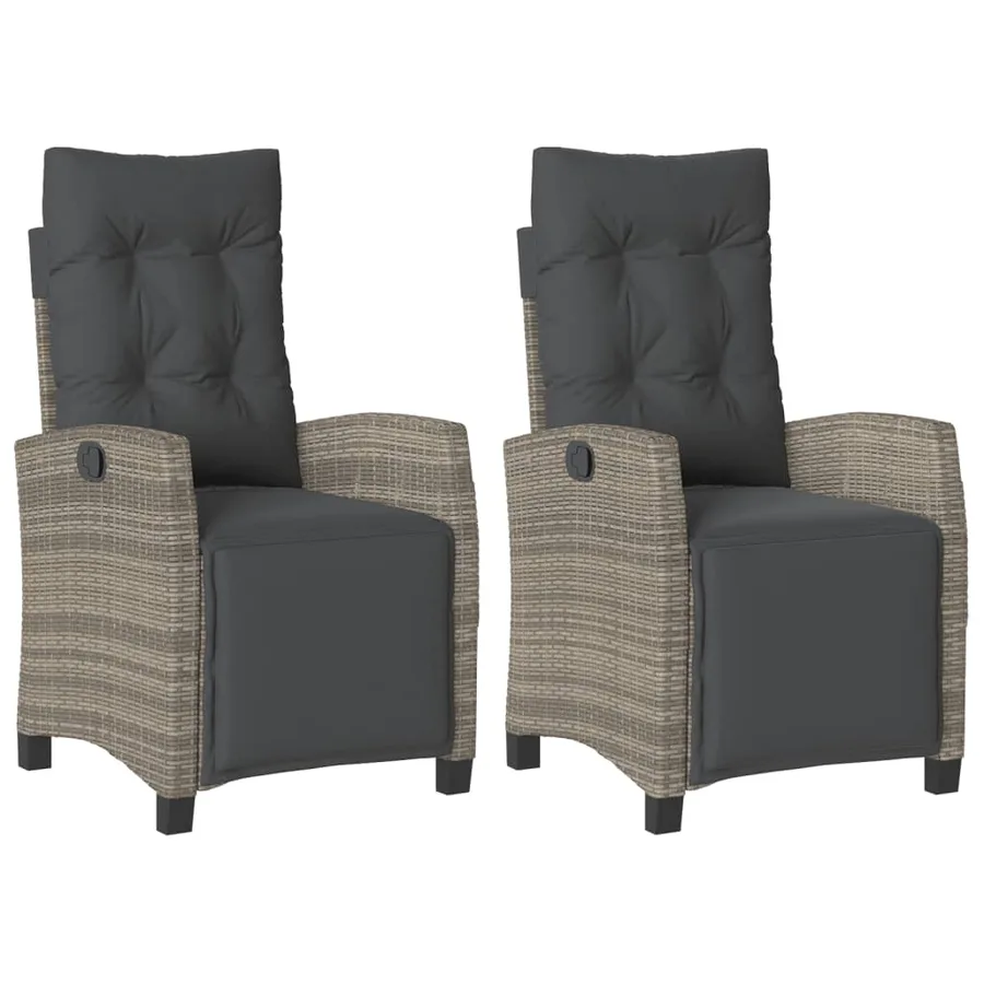 Chaises inclinables de jardin lot de 2 et repose-pied rotin - 2