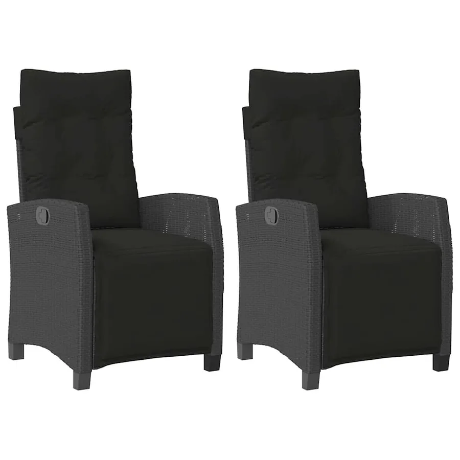 Chaises inclinables de jardin lot de 2 repose-pied noir rotin - 2