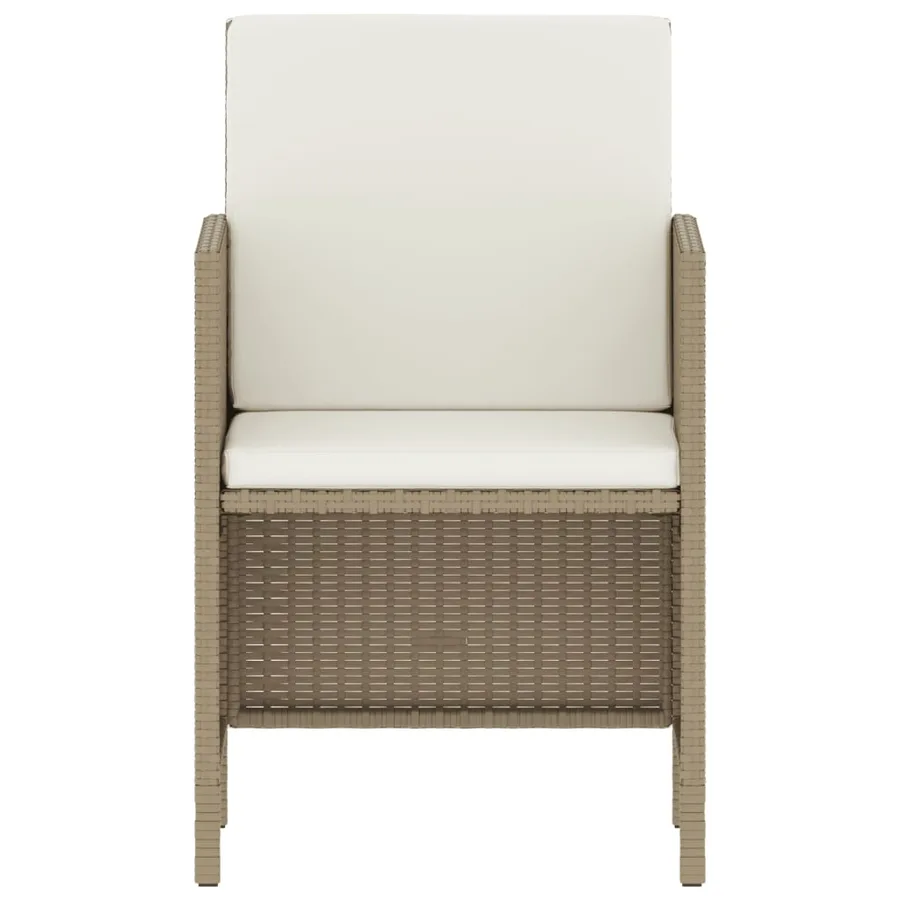 Ensemble à manger de jardin avec coussins 6pcs beige poly rotin - 3