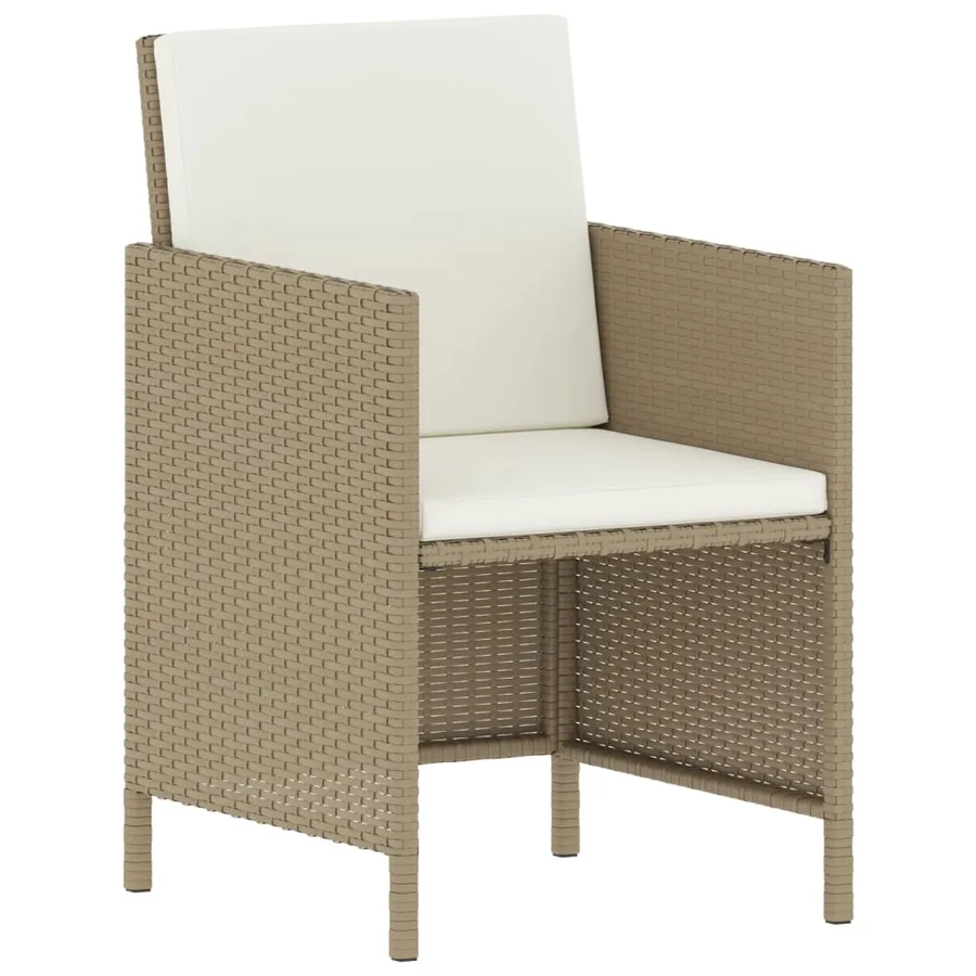 Ensemble à manger de jardin avec coussins 6pcs beige poly rotin - 4