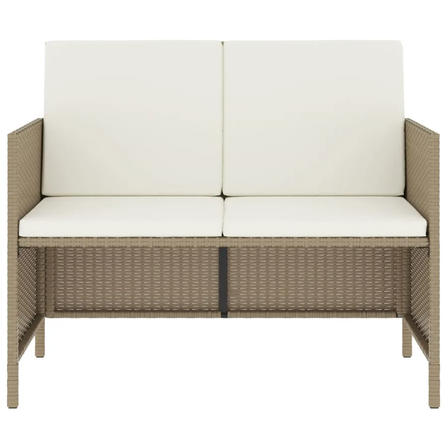 Ensemble à manger de jardin avec coussins 6pcs beige poly rotin - 5