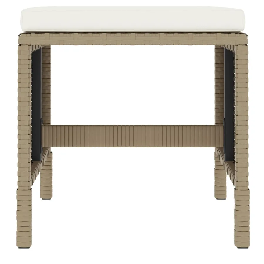 Ensemble à manger de jardin avec coussins 6pcs beige poly rotin - 9