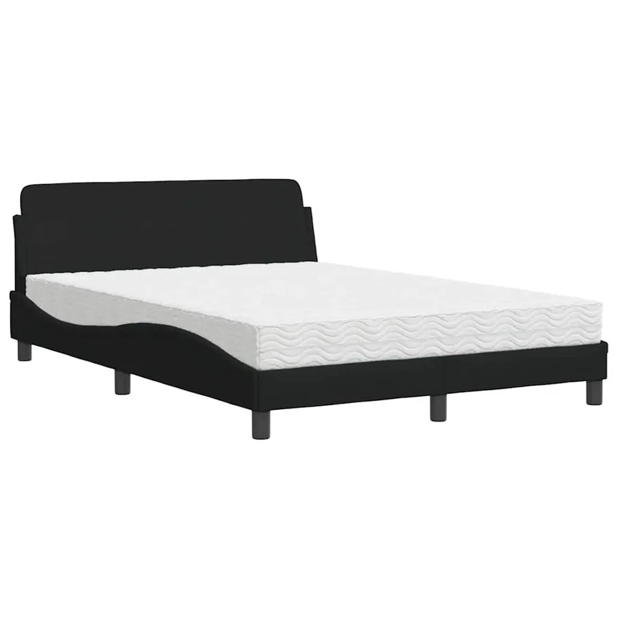 Lit avec matelas Dover noir 120x200 cm tissu - 2