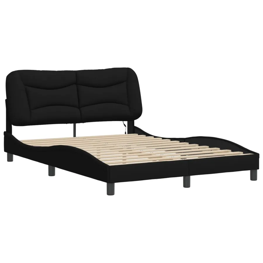 Cadre de lit avec LED sans matelas Hvar noir 120x200 cm tissu - 3